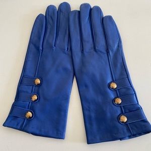 Blue leather driving gloves, Ralph Lauren